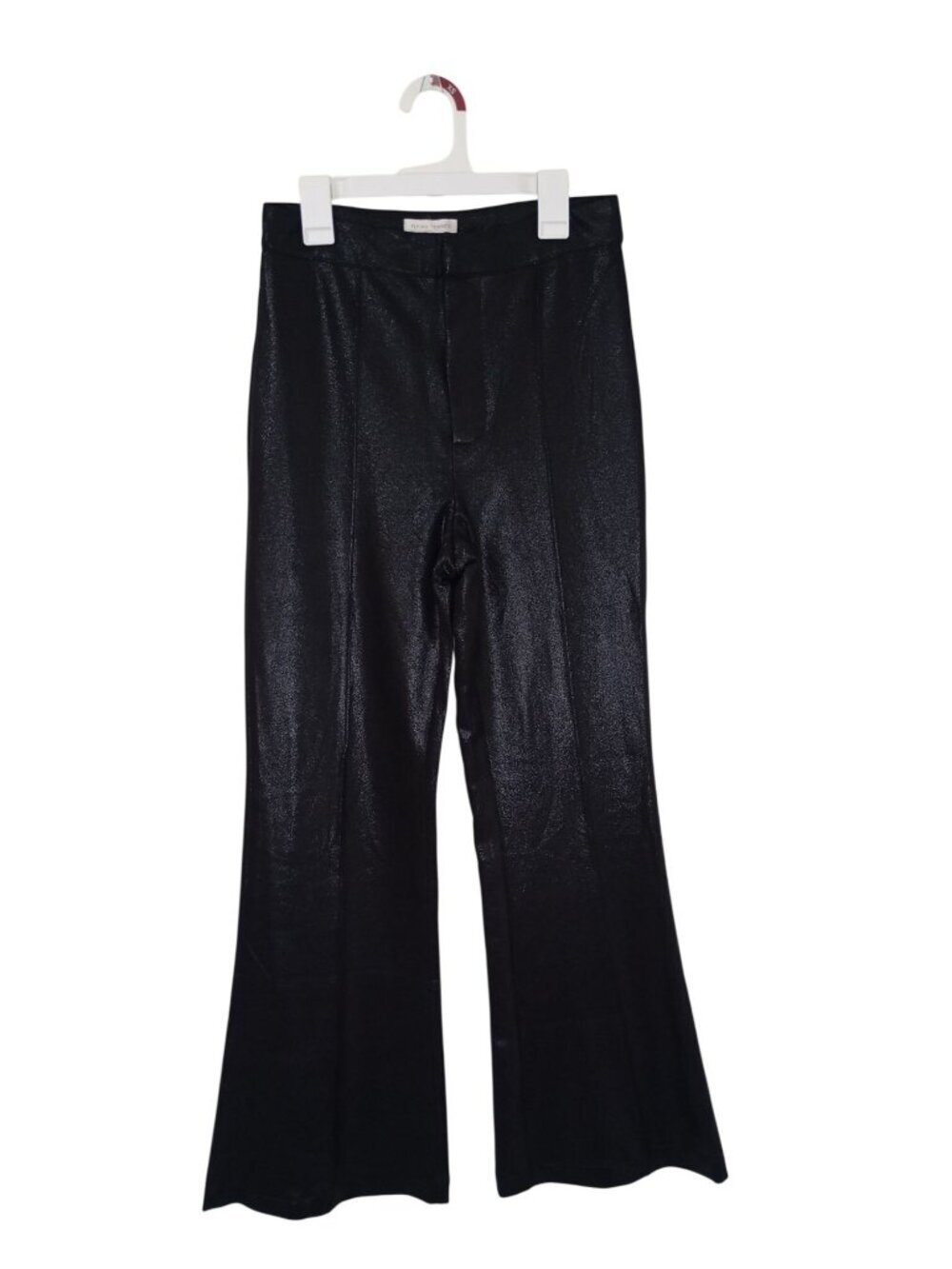 Flying Tomato Womens Shiny Black Flared Pants Size Small